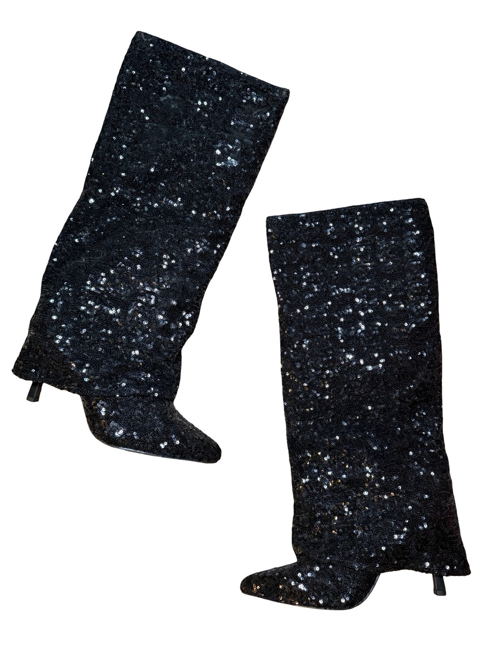 NWT Black Sequin Sparkle Knee-High Women's Boots Size 9